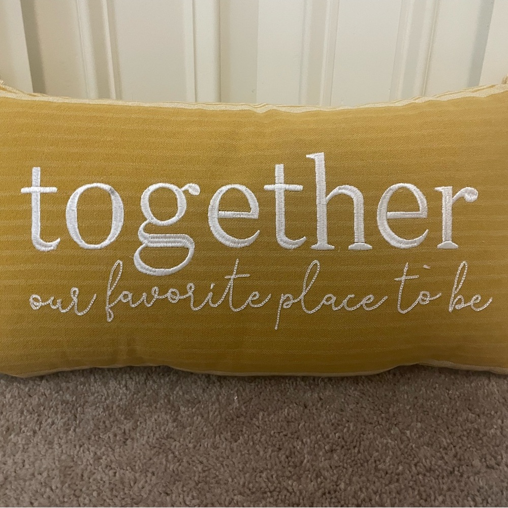 Cozy Yellow Accent Pillow with Inspirational Text